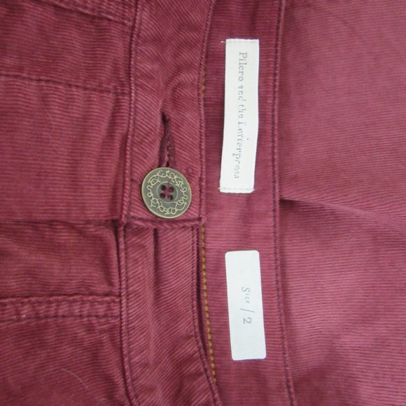 Pilcro and Letterpress Anthropologie Corduroy Skirt Burgundy Knee Size Small - Picture 7 of 13